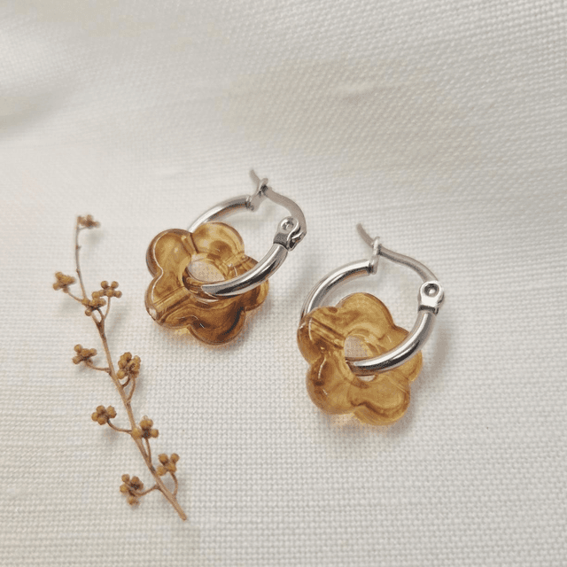 Boucles d&#039;oreilles &quot;Marguerite&quot; - Ambre